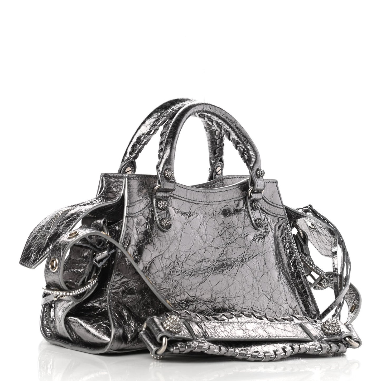 Agneau Arena Crystal Neo Cagole Handbag XS Silver