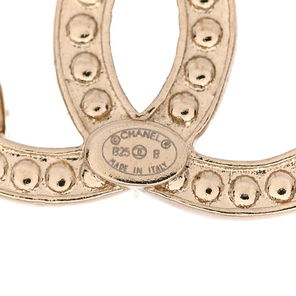 Chanel Metal Crystal CC Heart Earrings Light Gold 4 of 5