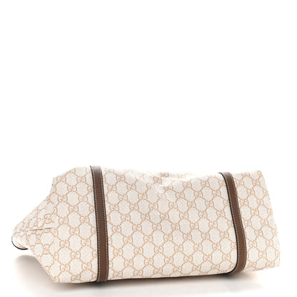 Gucci GG Supreme Monogram Calfskin Medium Nice Tote New Mystic White Beige Brown 4 of 10