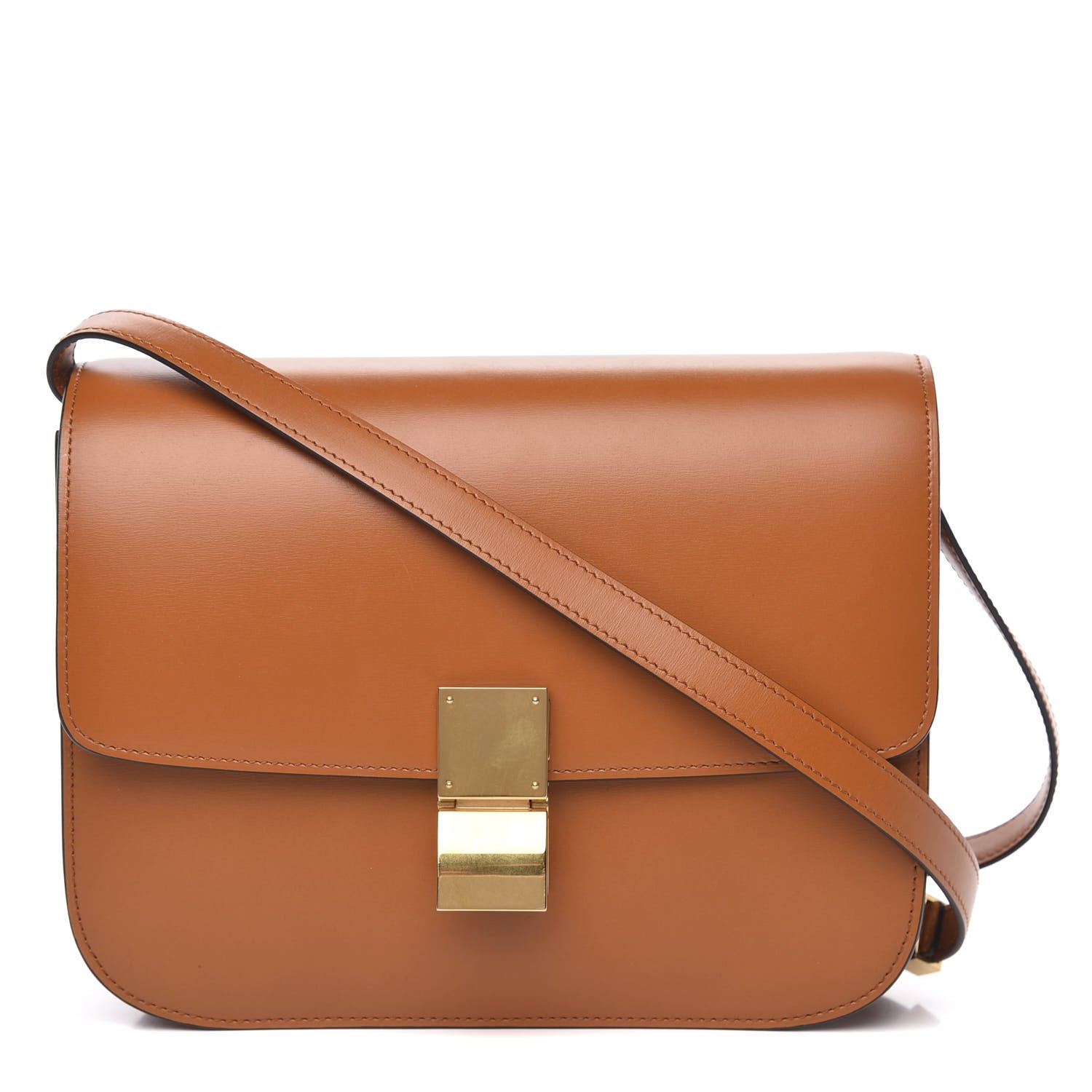 Celine Smooth Calfskin Medium Classic Box Flap Bag Camel 1 of 11