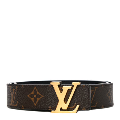 Louis Vuitton Calfskin Monogram 30mm LV Initiales Reversible Belt 80 32 Black 1 of 9