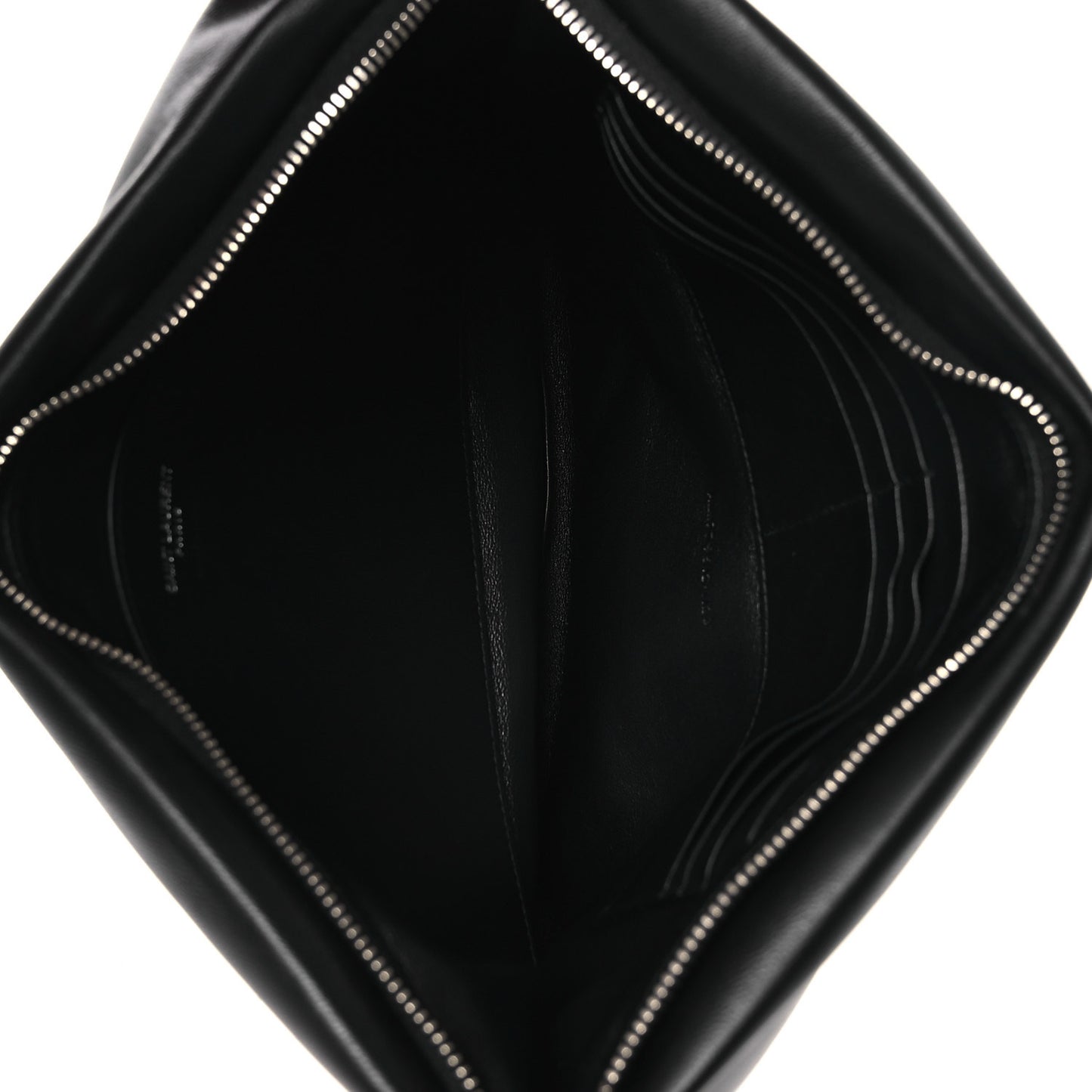 Lambskin Large Puffy Pouch Black