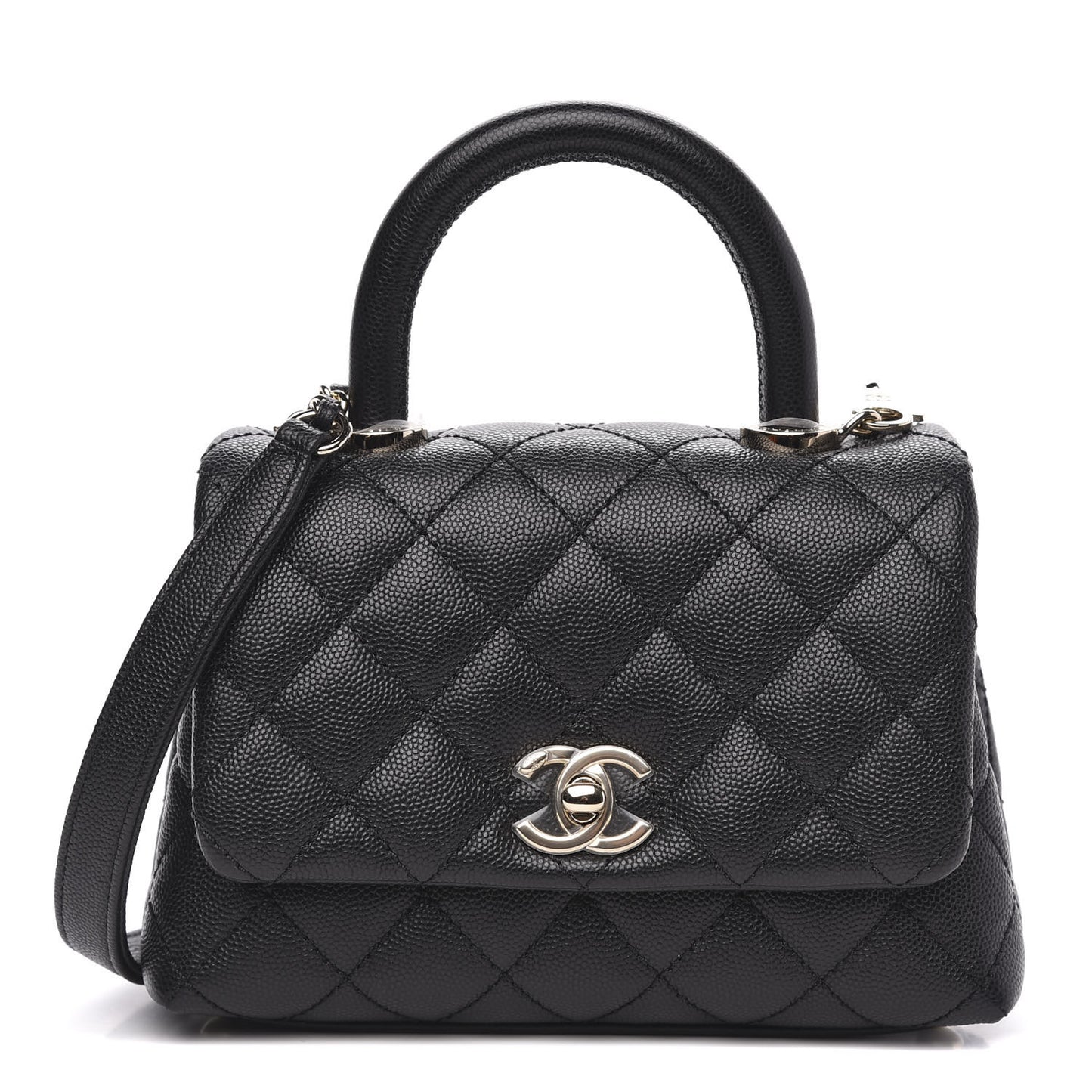 Caviar Quilted Extra Mini Coco Handle Flap Black