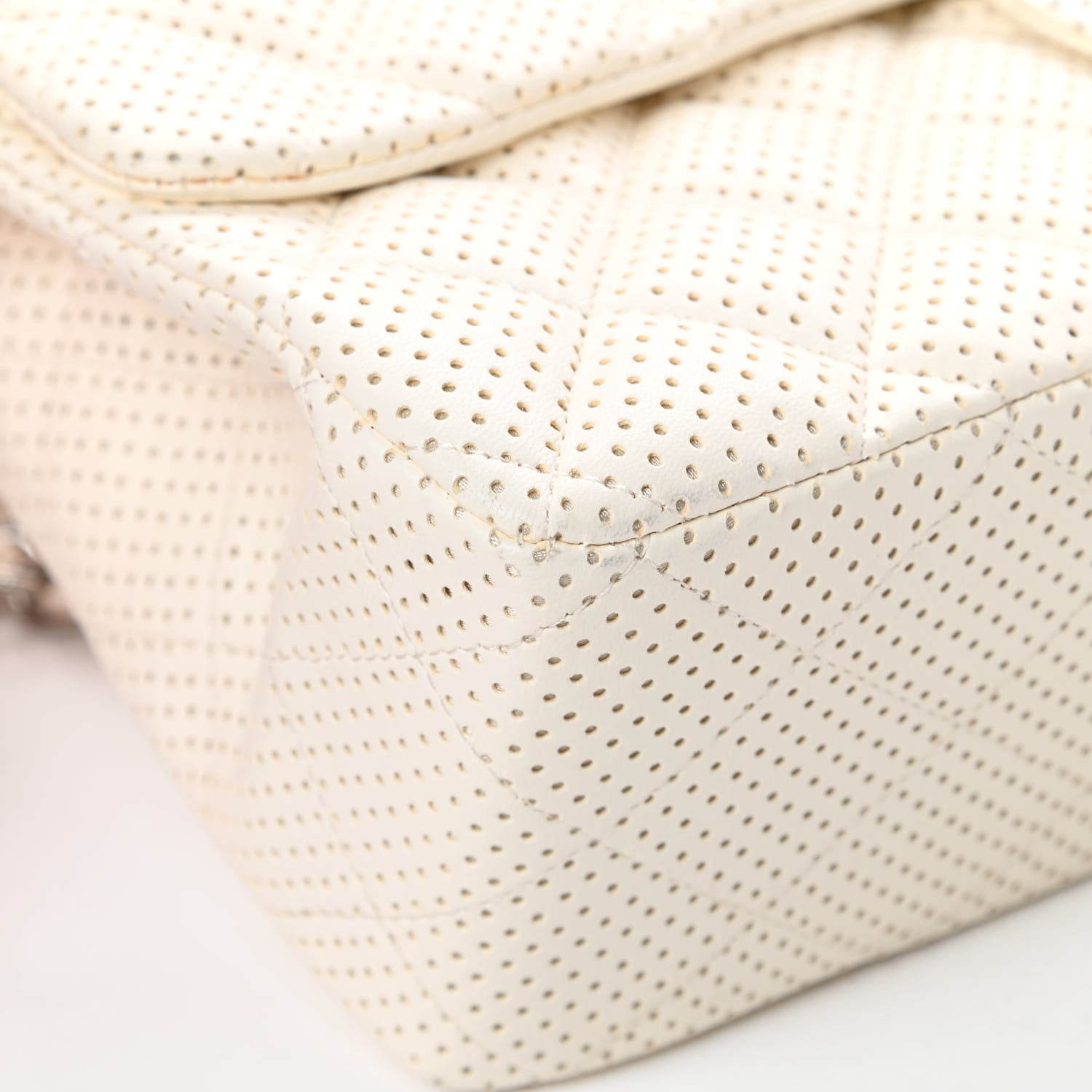 Chanel Lambskin Perforated Jumbo Single Flap White 9 of 13