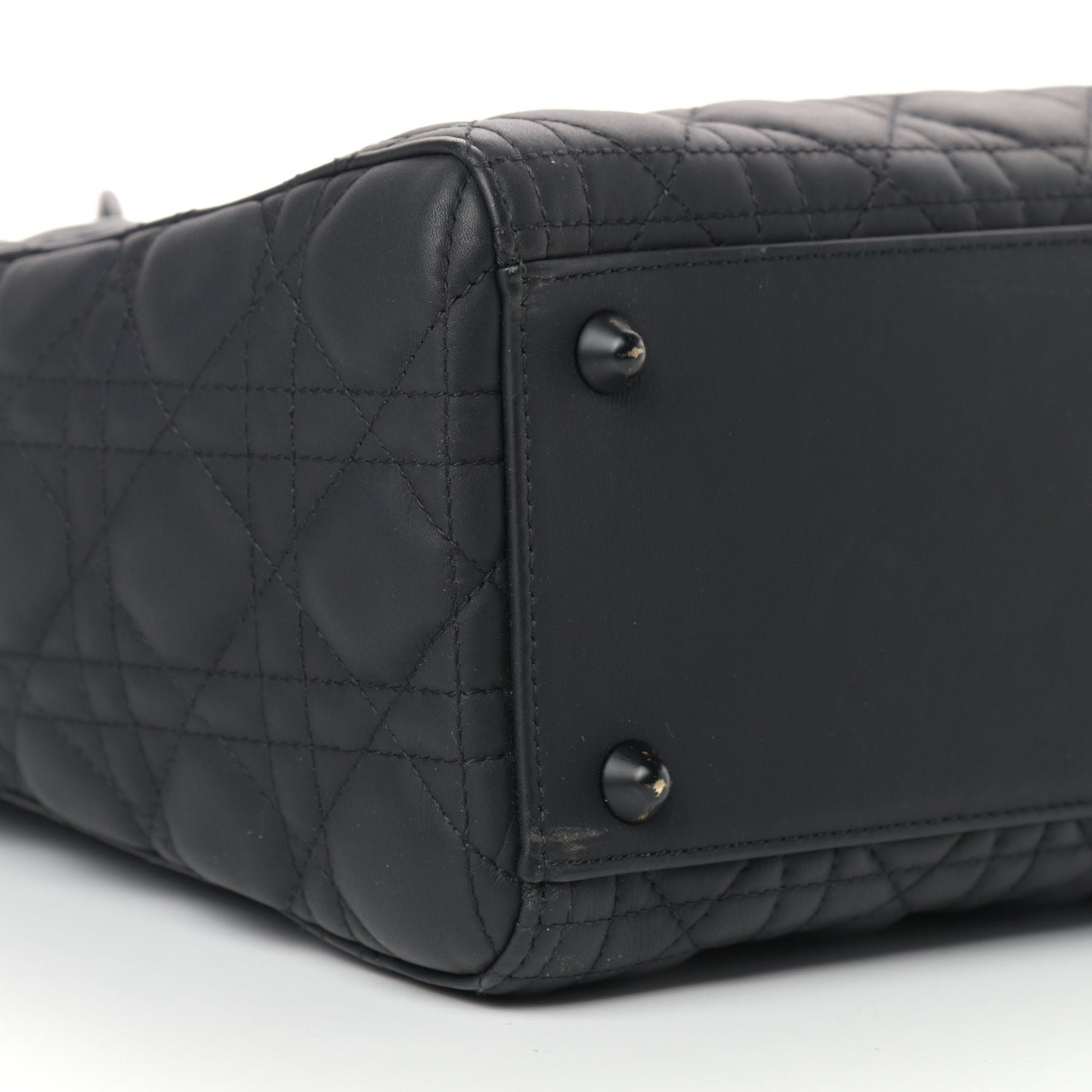 Ultra Matte Calfskin Cannage Large Lady Dior Black
