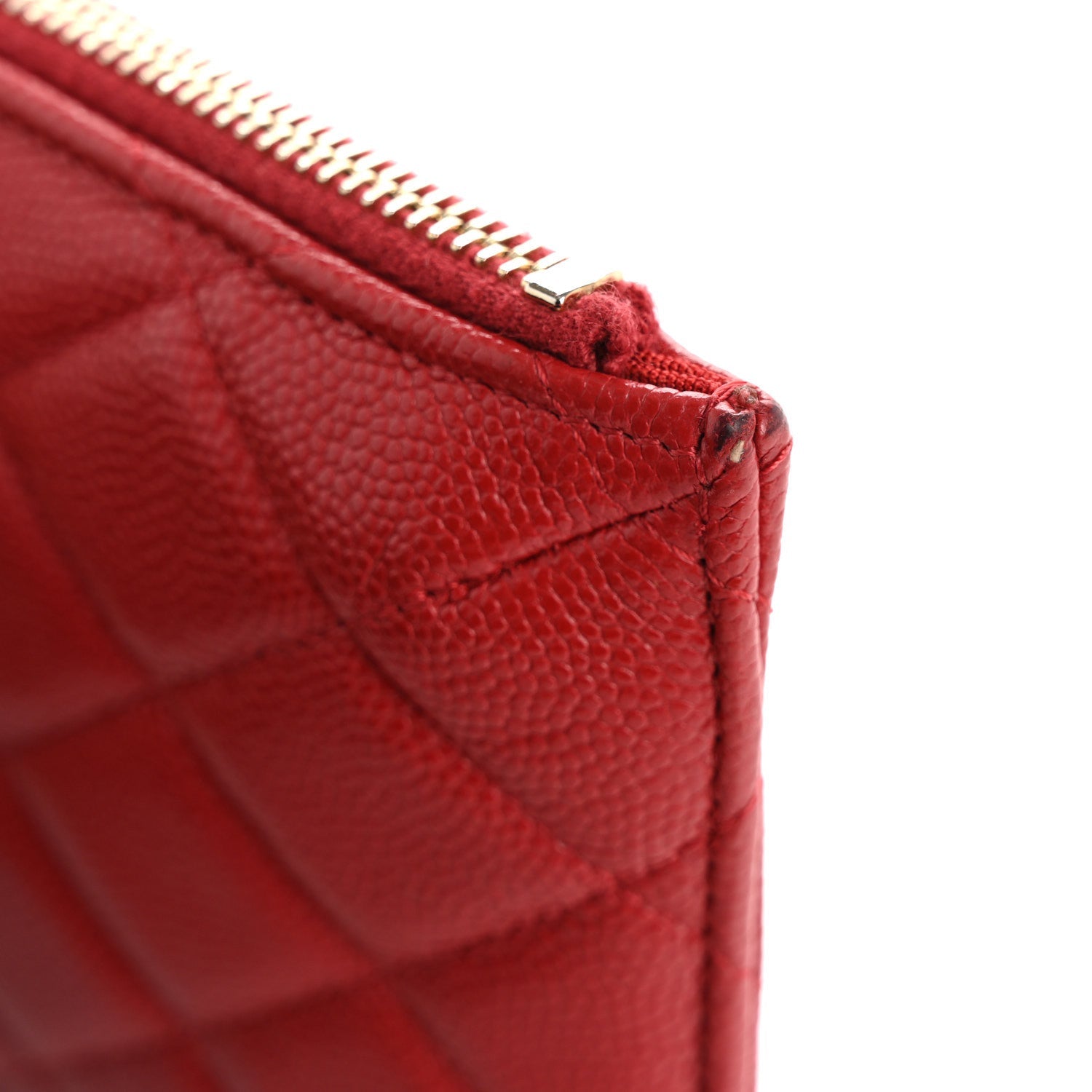 Chanel Caviar Quilted Classic Flat Wallet Pouch Red 9 of 11