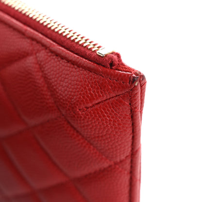 Chanel Caviar Quilted Classic Flat Wallet Pouch Red 9 of 11