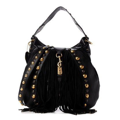 Gucci Calfskin Suede Fringe Babouska Hobo Black 1 of 11