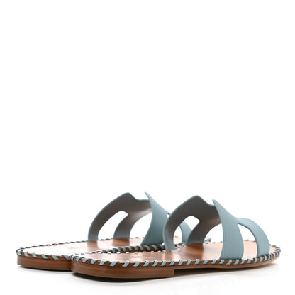 Hermes Calfskin Braided Oran Sandals 38.5 Vert D'Eau 4 of 10