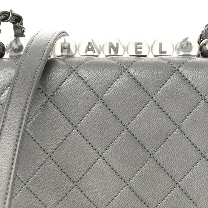 Chanel Metallic Goatskin Quilted Chic Pearls Flap Silver 8 of 11