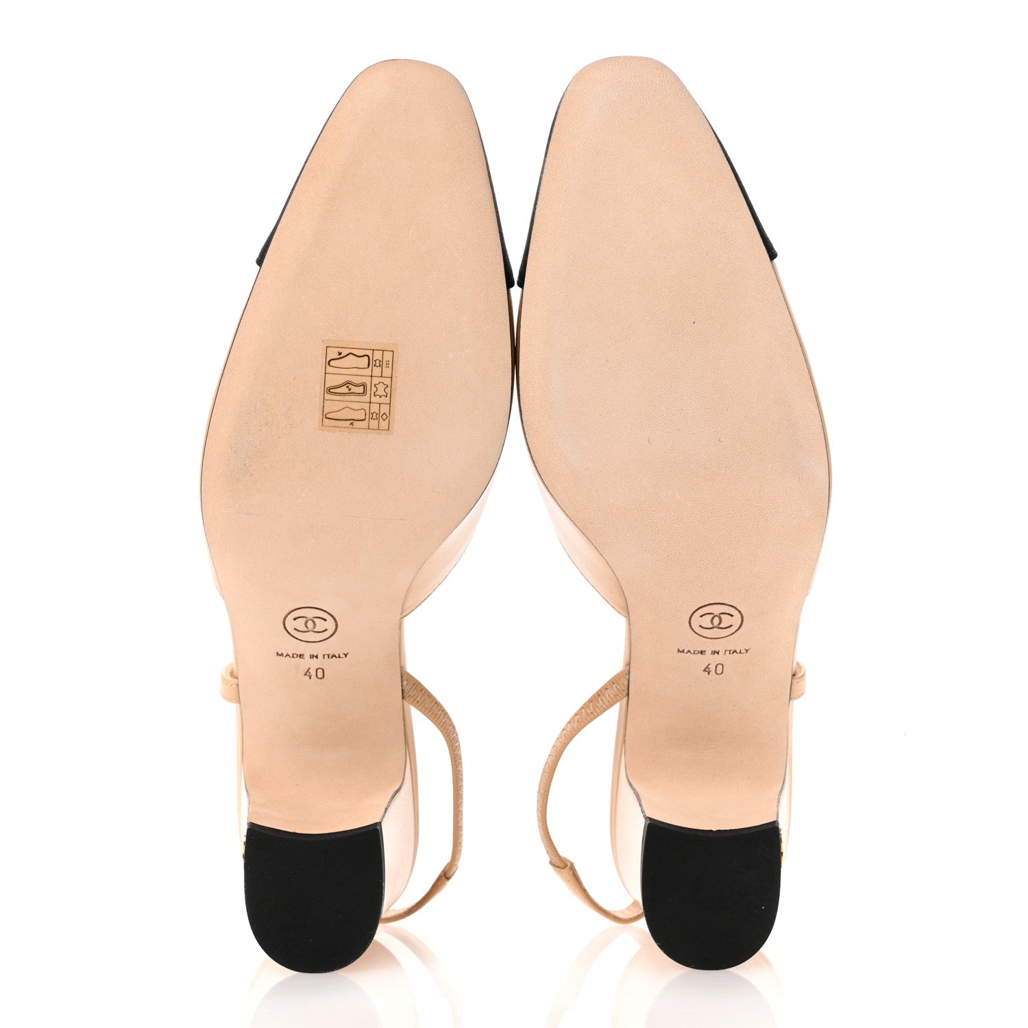 Chanel Goatskin Grosgrain Cap Toe CC Slingback Pumps 40 Beige Black 6 of 10