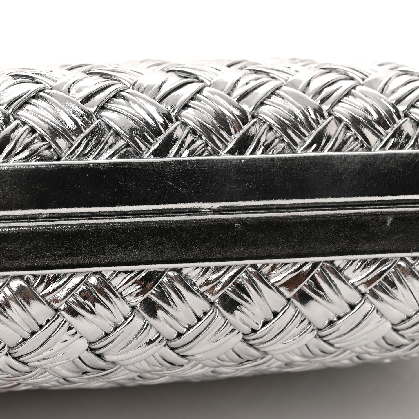 Metallic Calfskin Intrecciato Knot On Strap Silver