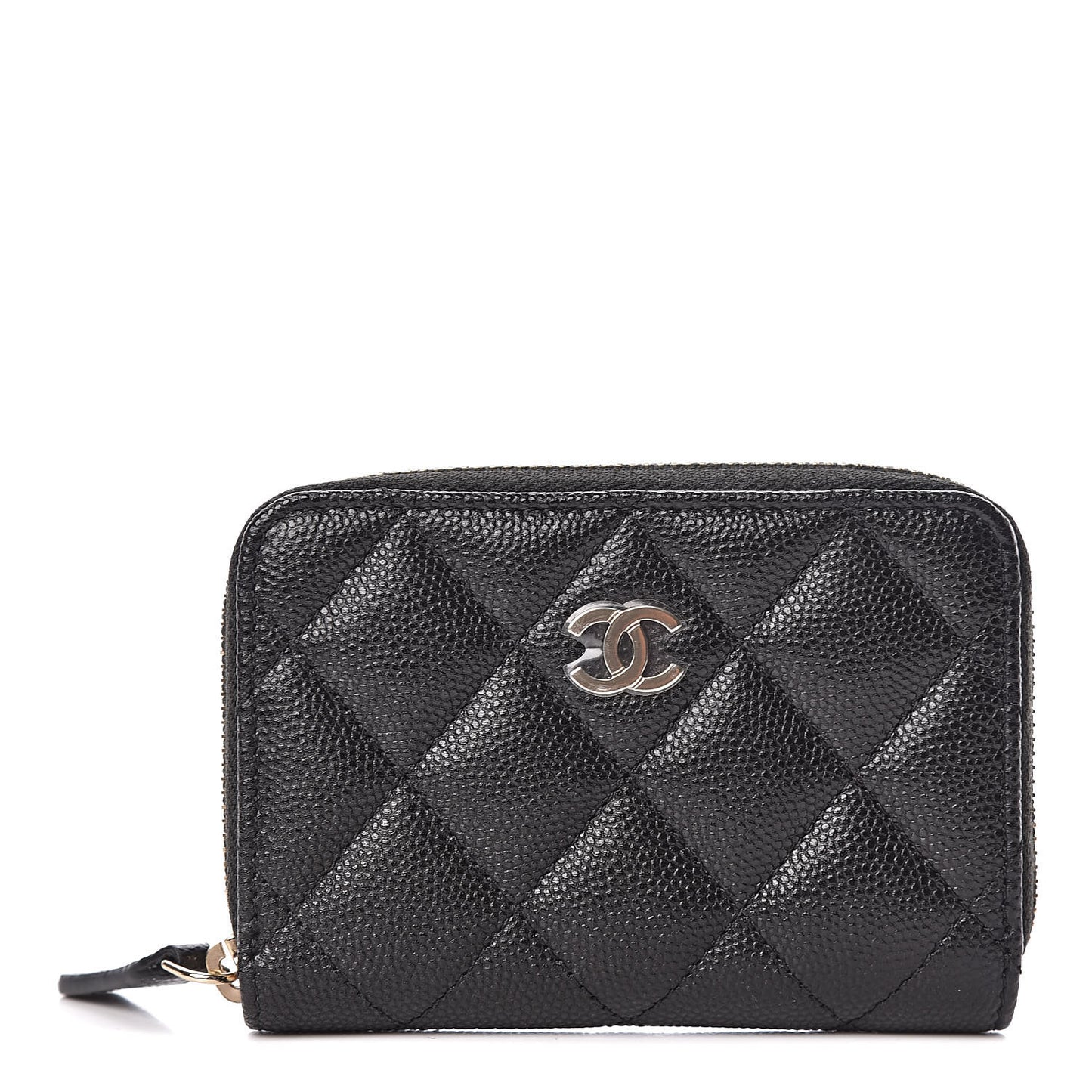 Caviar Quilted Zip Coin Purse Black