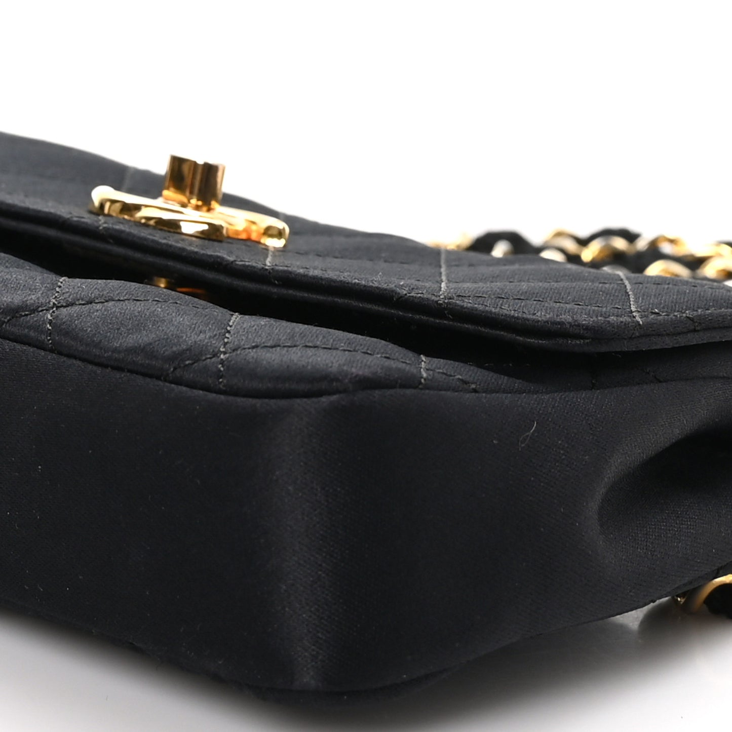 Satin Quilted Micro Mini Flap Black