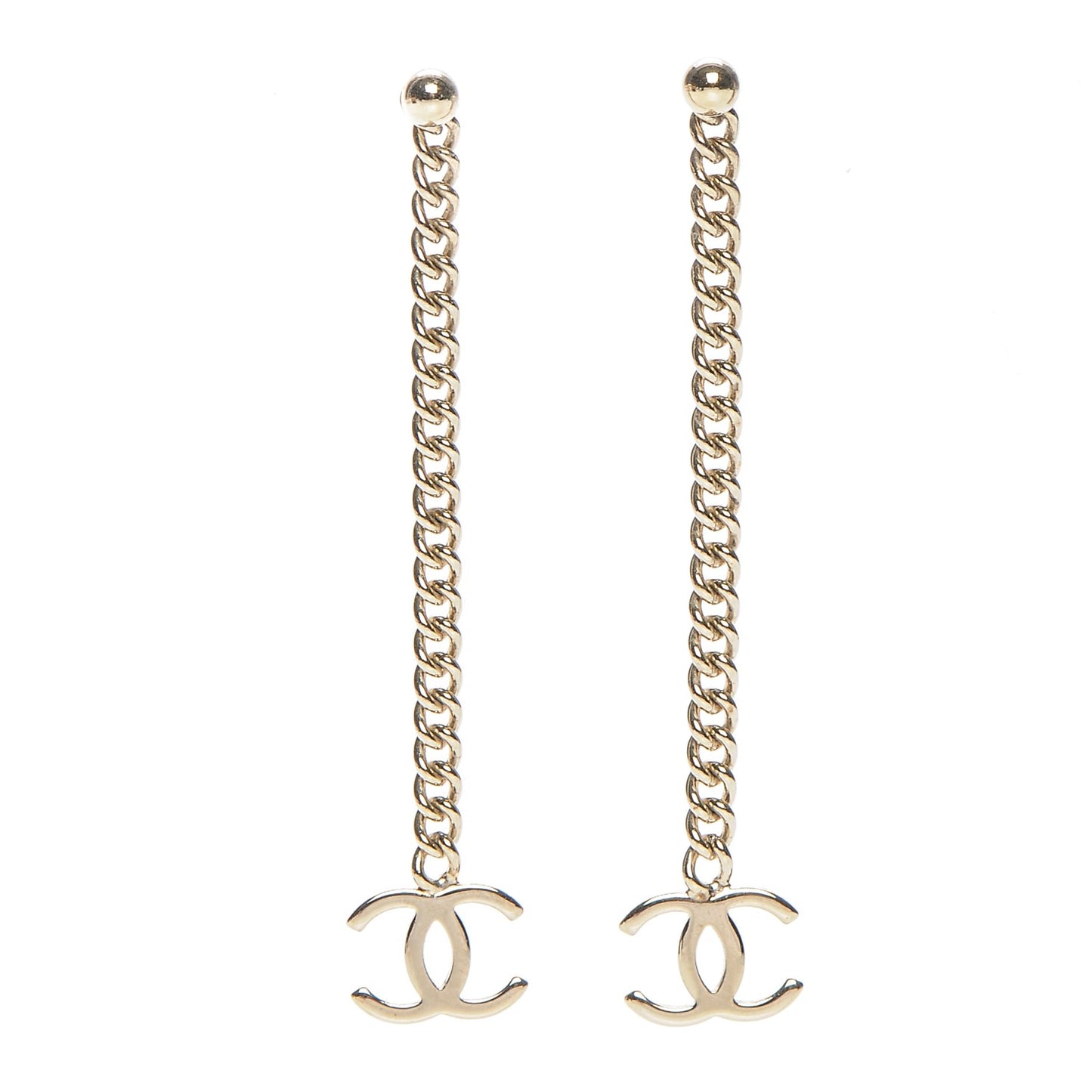 CC Long Drop Earrings Gold