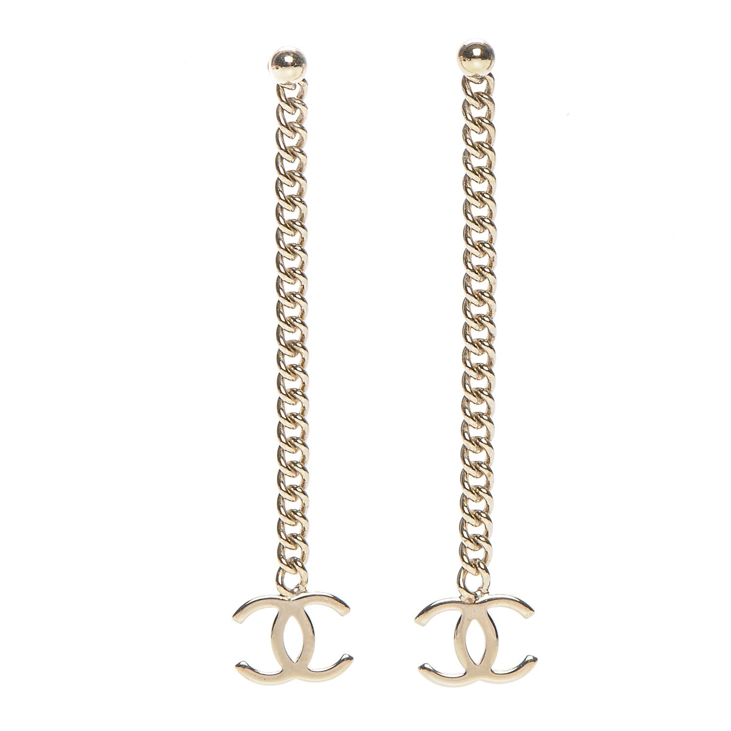 Chanel CC Long Drop Earrings Gold 1 of 3
