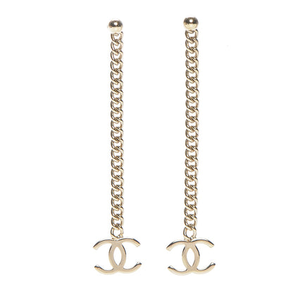 Chanel CC Long Drop Earrings Gold 1 of 3