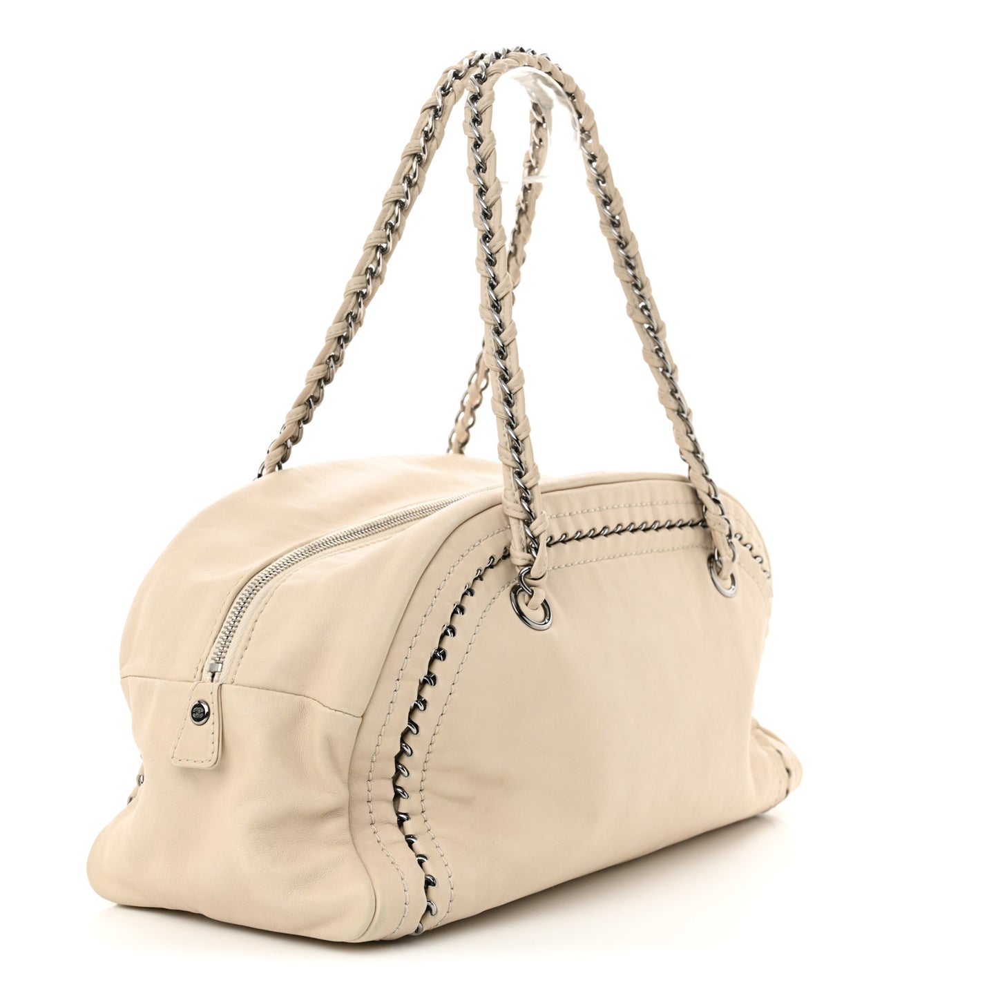 Smooth Calfskin Medium Luxe Ligne Bowler Light Beige