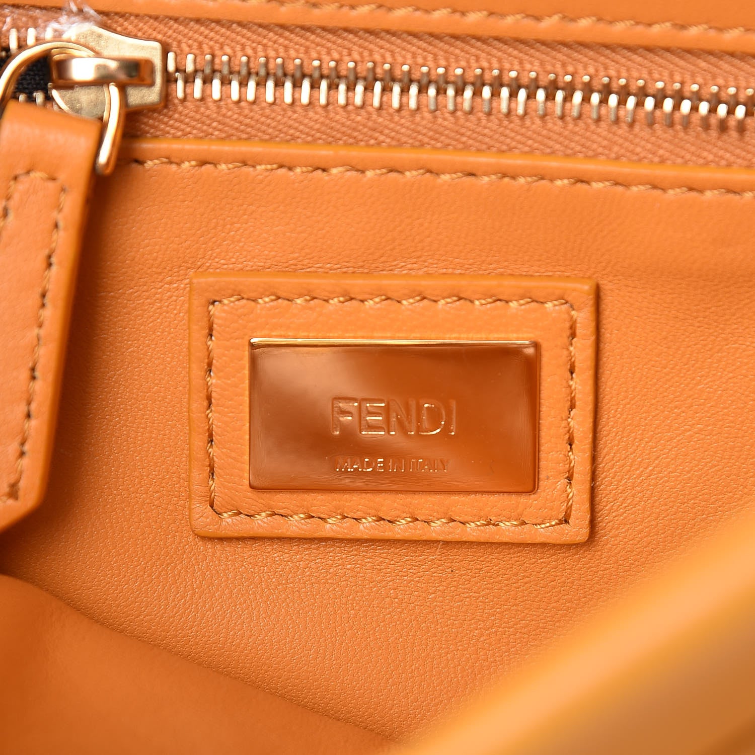 Fendi Nappa Mini Peekaboo Iconic Satchel Giallo Syrup 7 of 16