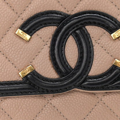 Chanel Caviar Quilted Small CC Filigree Flap Beige Black 17 of 17