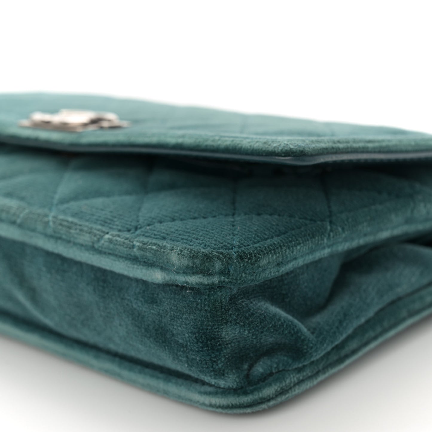 Velvet Quilted Boy Wallet On Chain WOC Teal