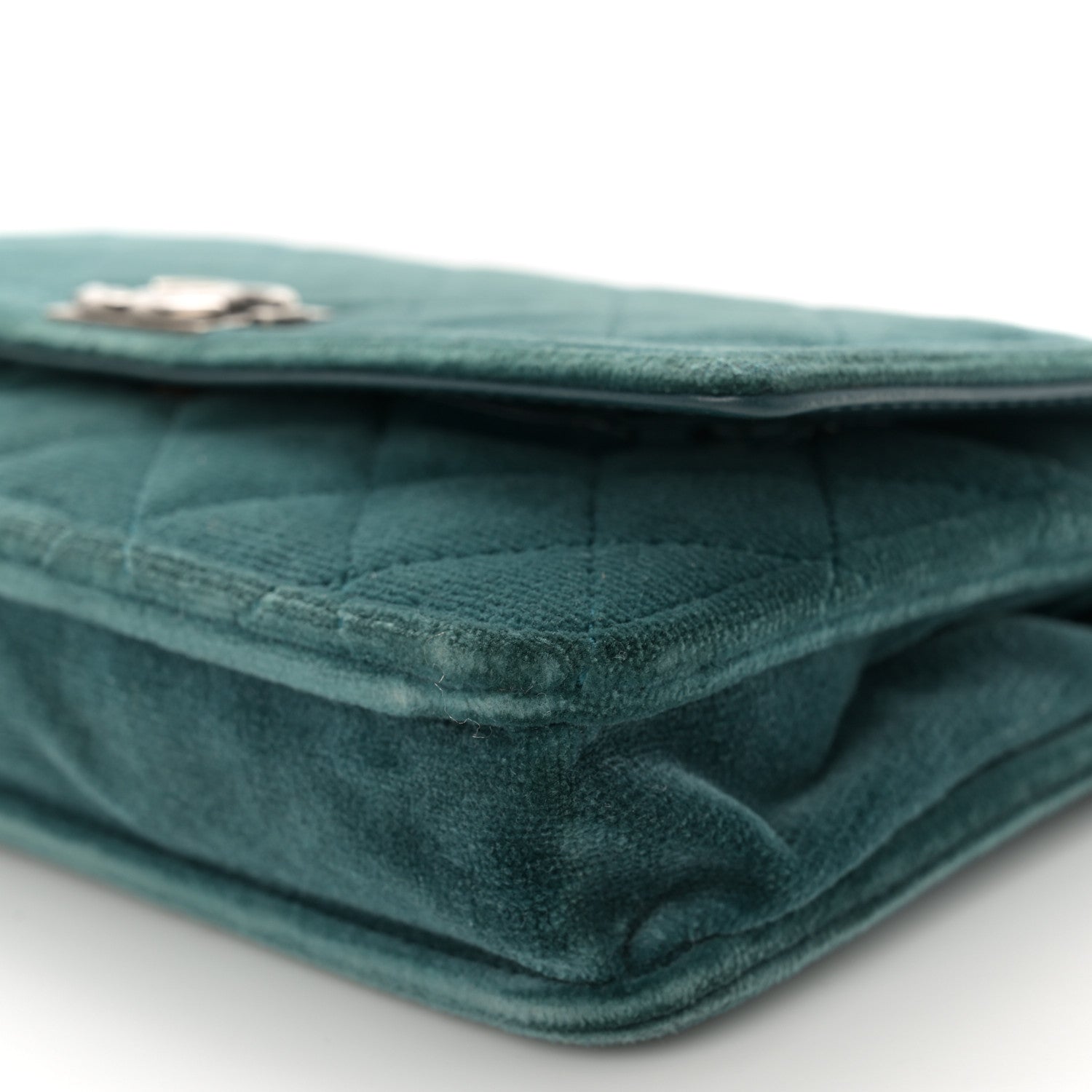 Chanel Velvet Quilted Boy Wallet On Chain WOC Teal 10 of 11