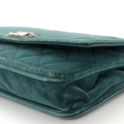Chanel Velvet Quilted Boy Wallet On Chain WOC Teal 10 of 11