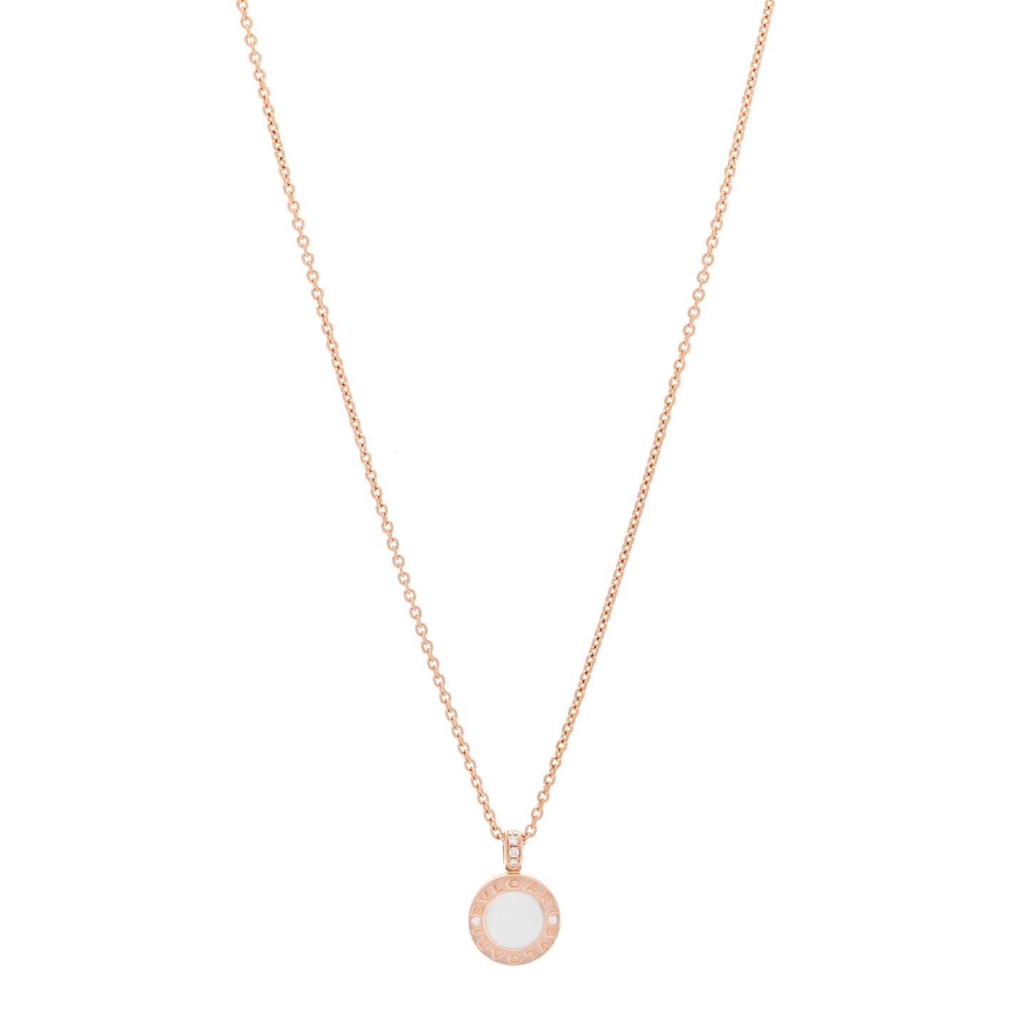 18K Rose Gold Diamond Black Onyx Mother of Pearl BVLGARI BVLGARI Pendant Necklace