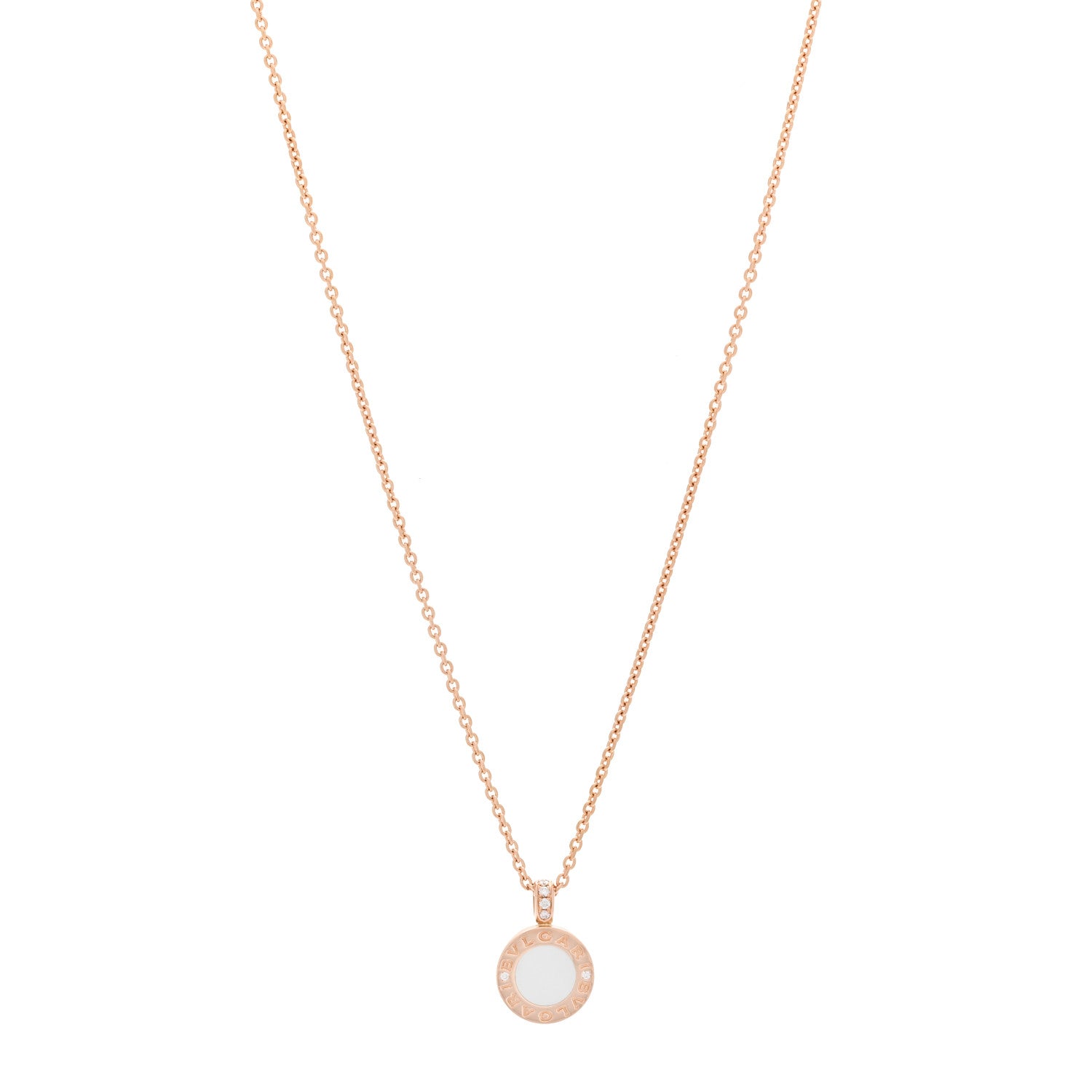 Bulgari 18K Rose Gold Diamond Black Onyx Mother of Pearl BVLGARI BVLGARI Pendant Necklace 1 of 5