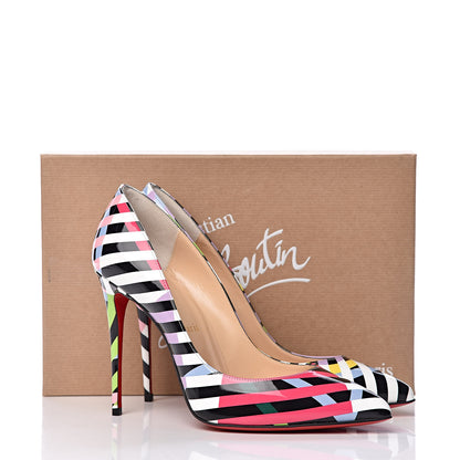 Christian Louboutin Patent Cinestripes Pigalle Follies 100 Pumps 38.5 Multi 8 of 8