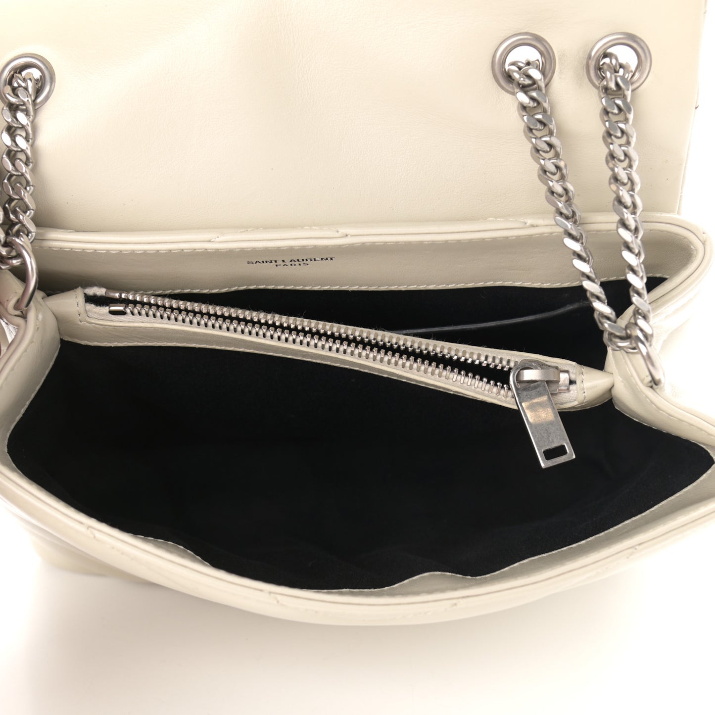 Calfskin Y Quilted Monogram Small Loulou Chain Satchel Crema Soft