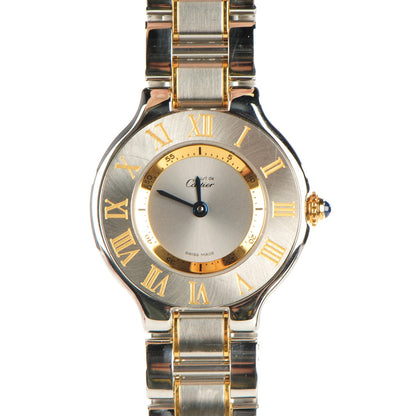 Cartier Stainless Steel 18K Yellow Gold 28mm Must De 21 Quartz Watch 1 of 12