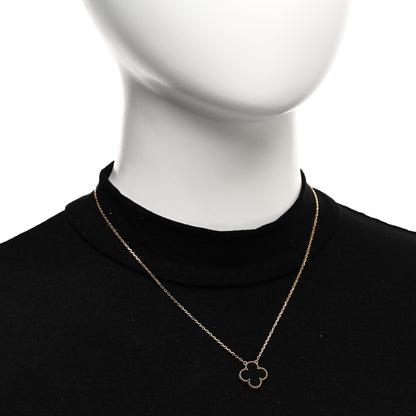Van Cleef & Arpels 18K Yellow Gold Black Onyx Vintage Alhambra Pendant Necklace 2 of 4