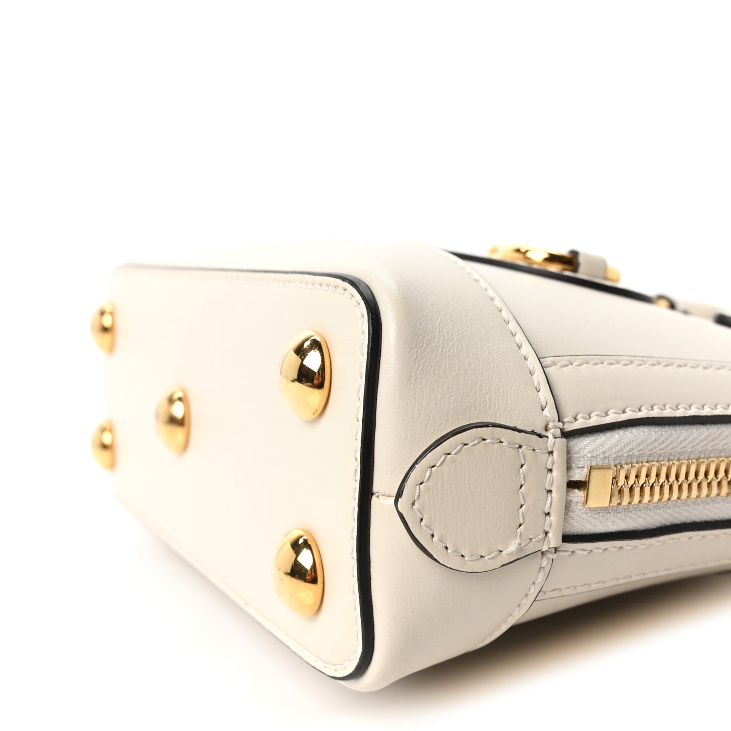 Boarded Plutone Calfskin Mini Horsebit 1955 Top Handle Bag Mystic White