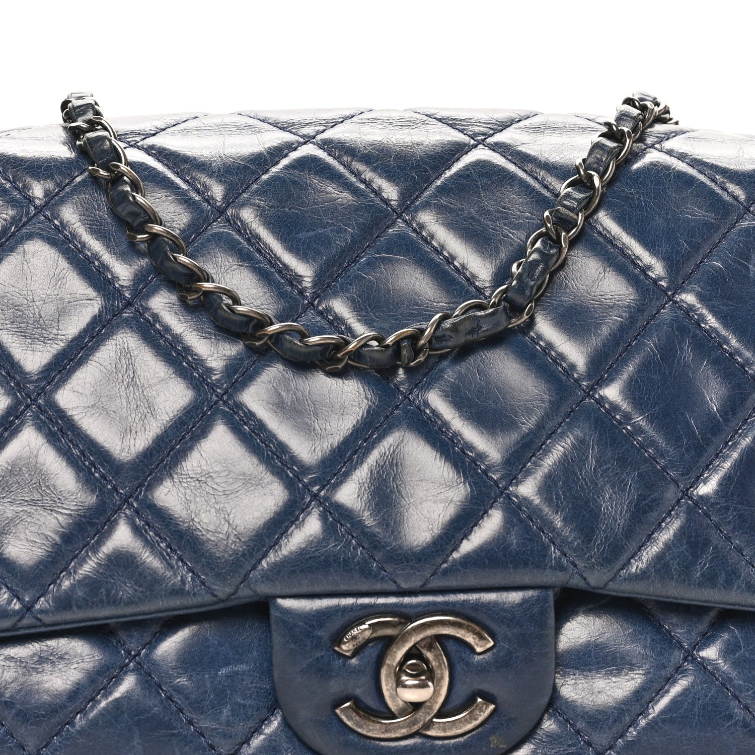 Chanel Glazed Calfskin Quilted Large Coco Soft Flap Navy 8 of 10
