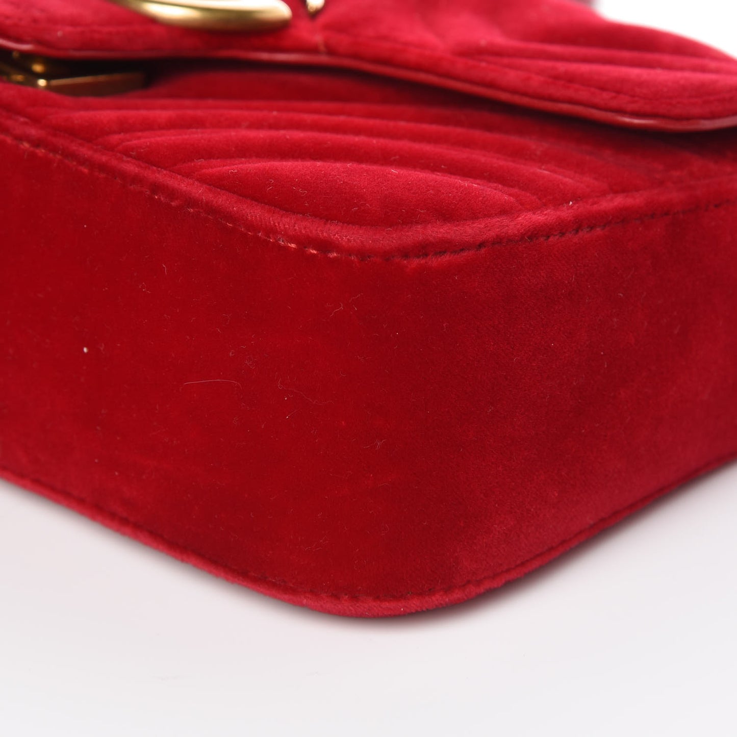 Velvet Matelasse Mini GG Marmont Shoulder Bag Hibiscus Red