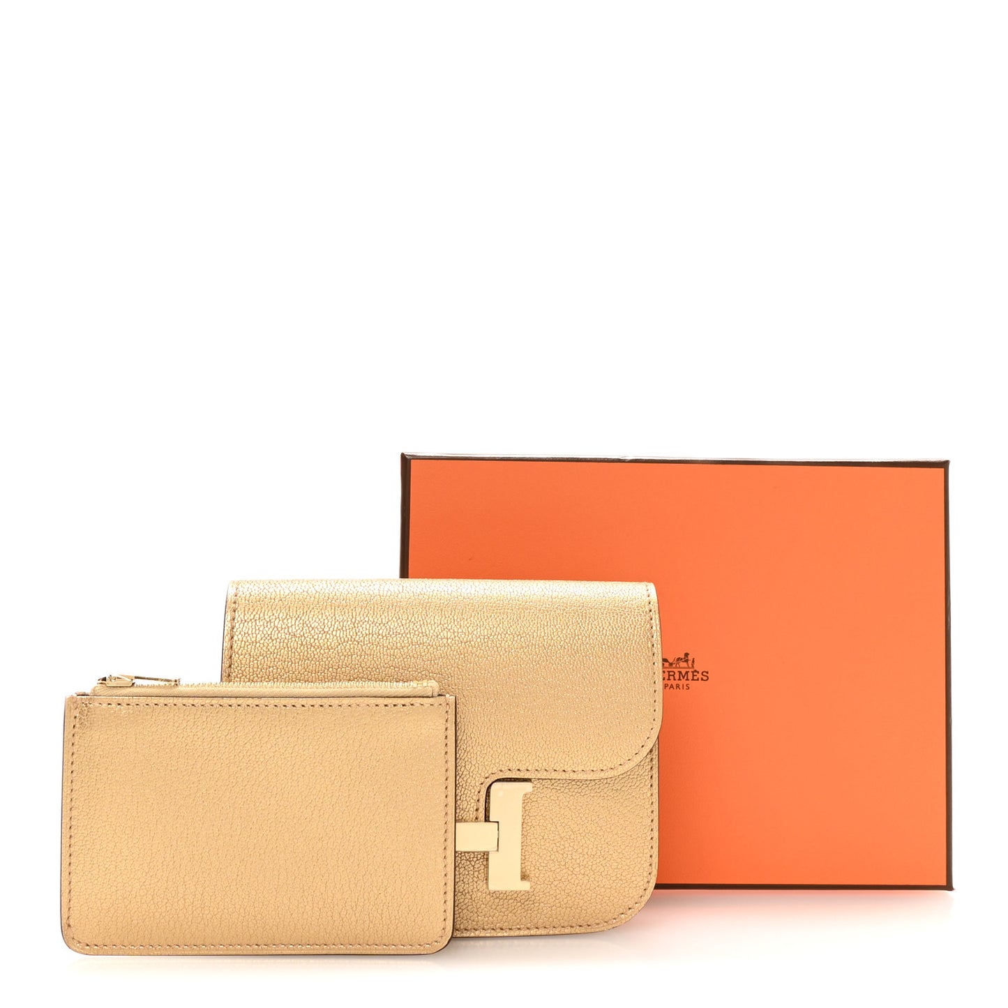 Metallic Chevre Chamkilight Constance Slim Wallet Dore