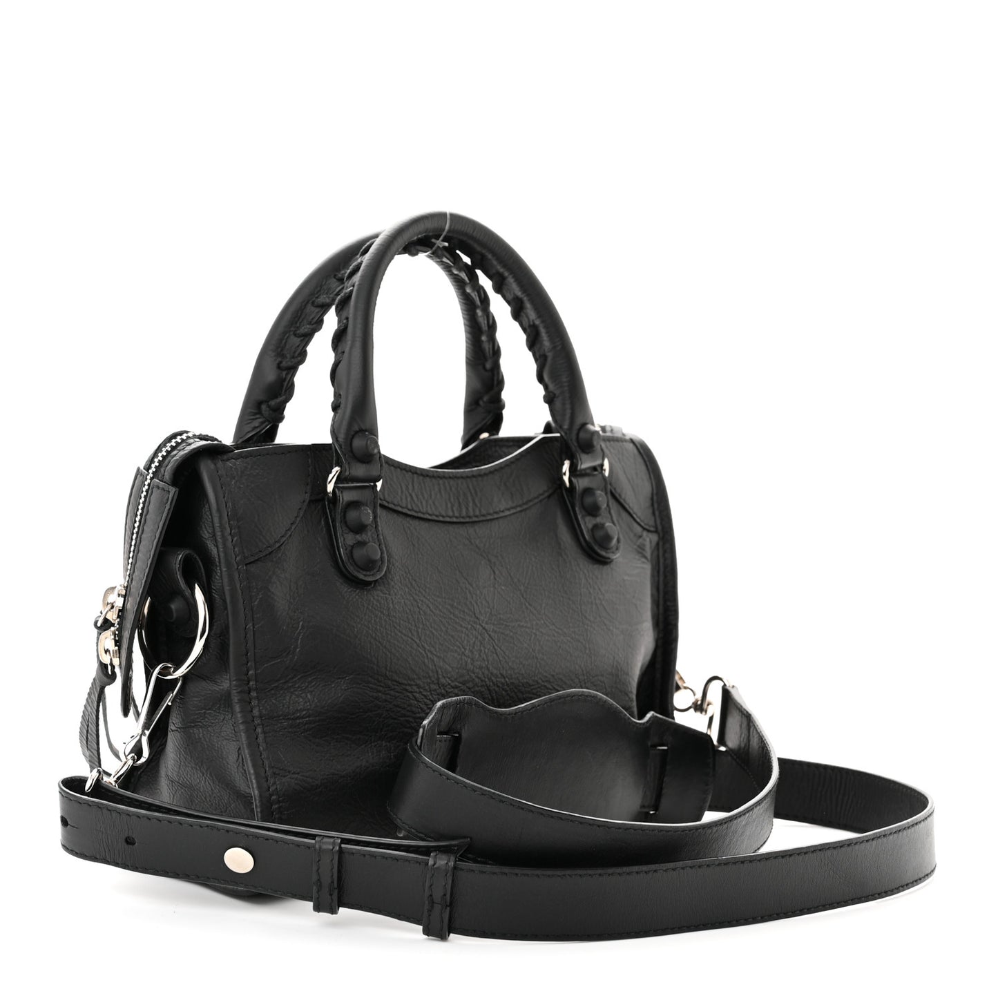 Matte Goatskin Rubber Covered Classic Hardware Mini City Black