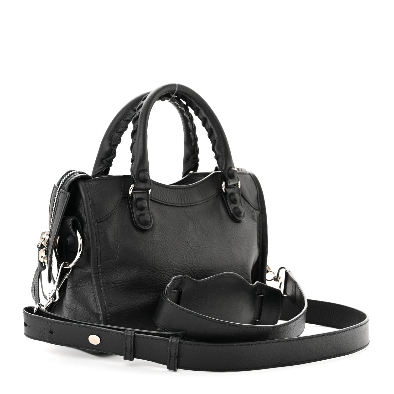 Balenciaga Matte Goatskin Rubber Covered Classic Hardware Mini City Black 3 of 11