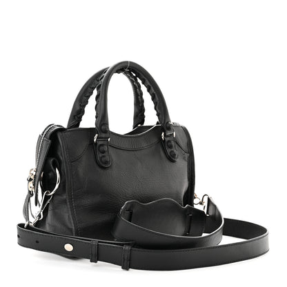Balenciaga Matte Goatskin Rubber Covered Classic Hardware Mini City Black 3 of 11