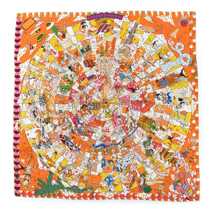 Hermes Cashmere Silk L'Epopee D' Hermes Shawl 140 Orange Jaune Multicolor 1 of 5