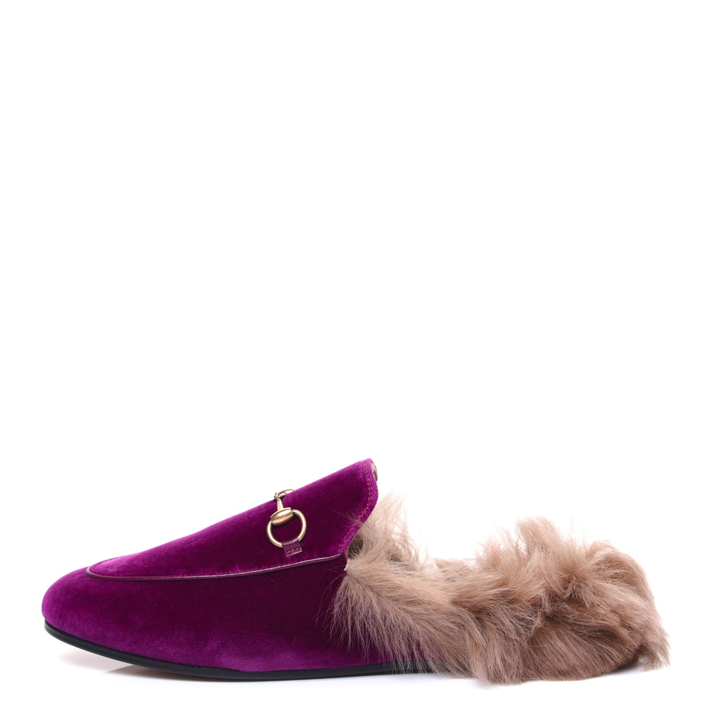Velvet Fur Womens Princetown Slippers 40 Fucsia Violet Cyclamen Natural
