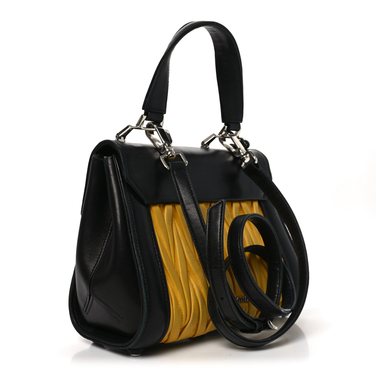 Miu Miu Nappa Matelasse Top Handle Bag Black Soleil 1806426