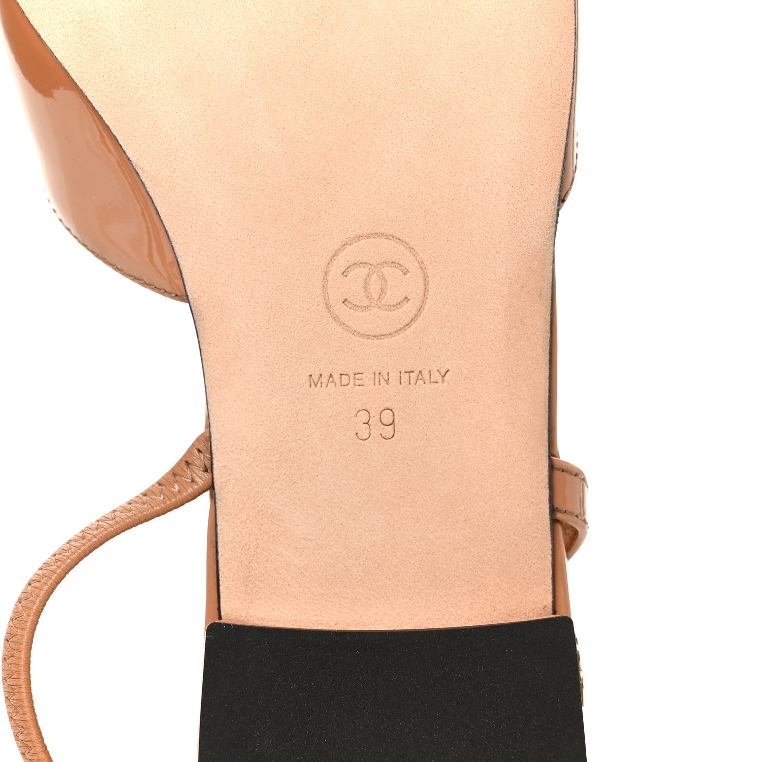Chanel Patent Calfskin Cap Toe CC Slingback Sandals 39 Dark Beige Black 8 of 10