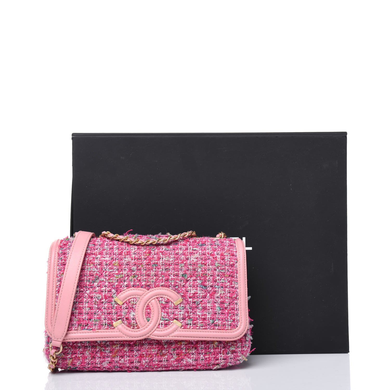 Chanel Tweed Lambskin Quilted Small CC Filigree Flap Pink 16 of 16