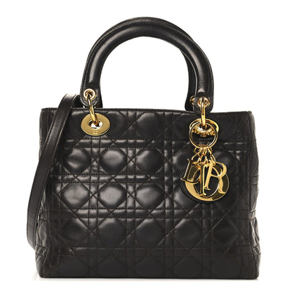 Christian Dior Lambskin Cannage Medium Lady Dior Dark Brown 1 of 14