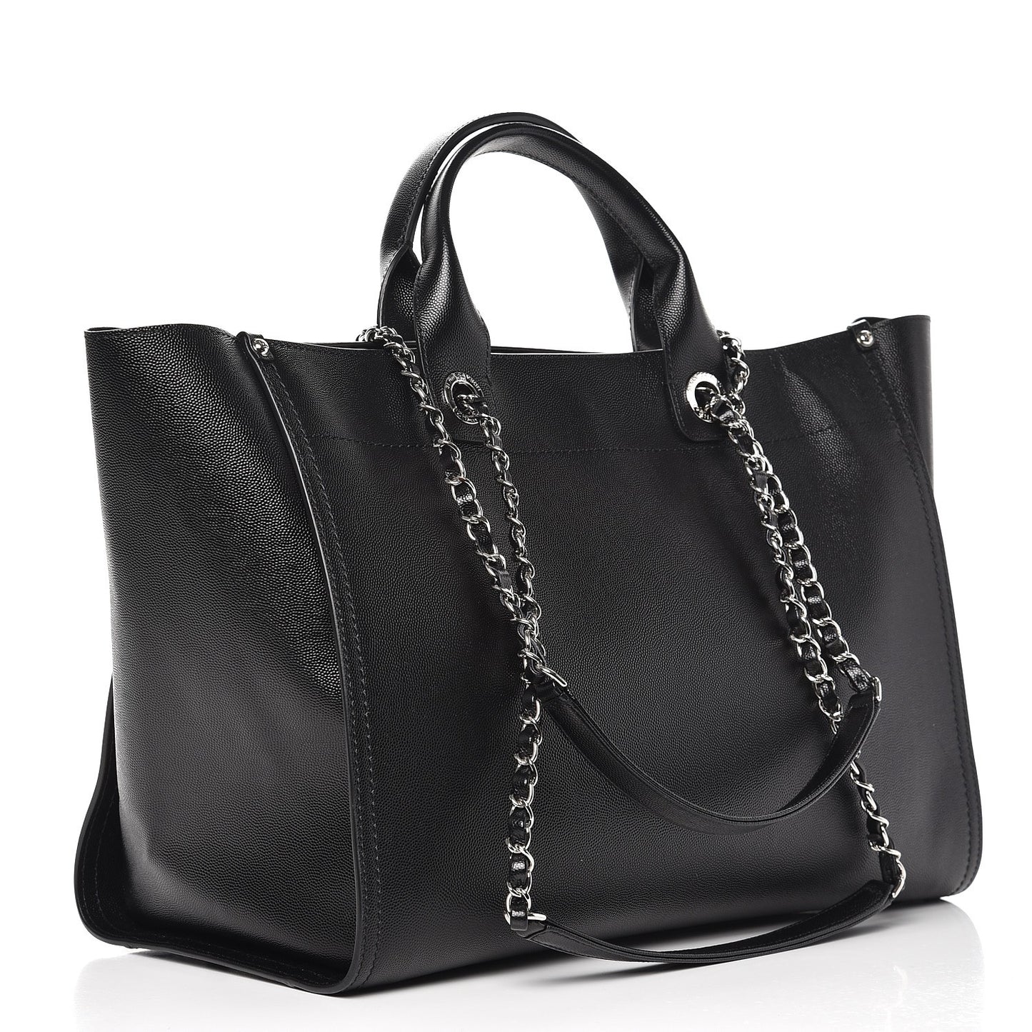 Caviar Medium Studded Deauville Tote Black