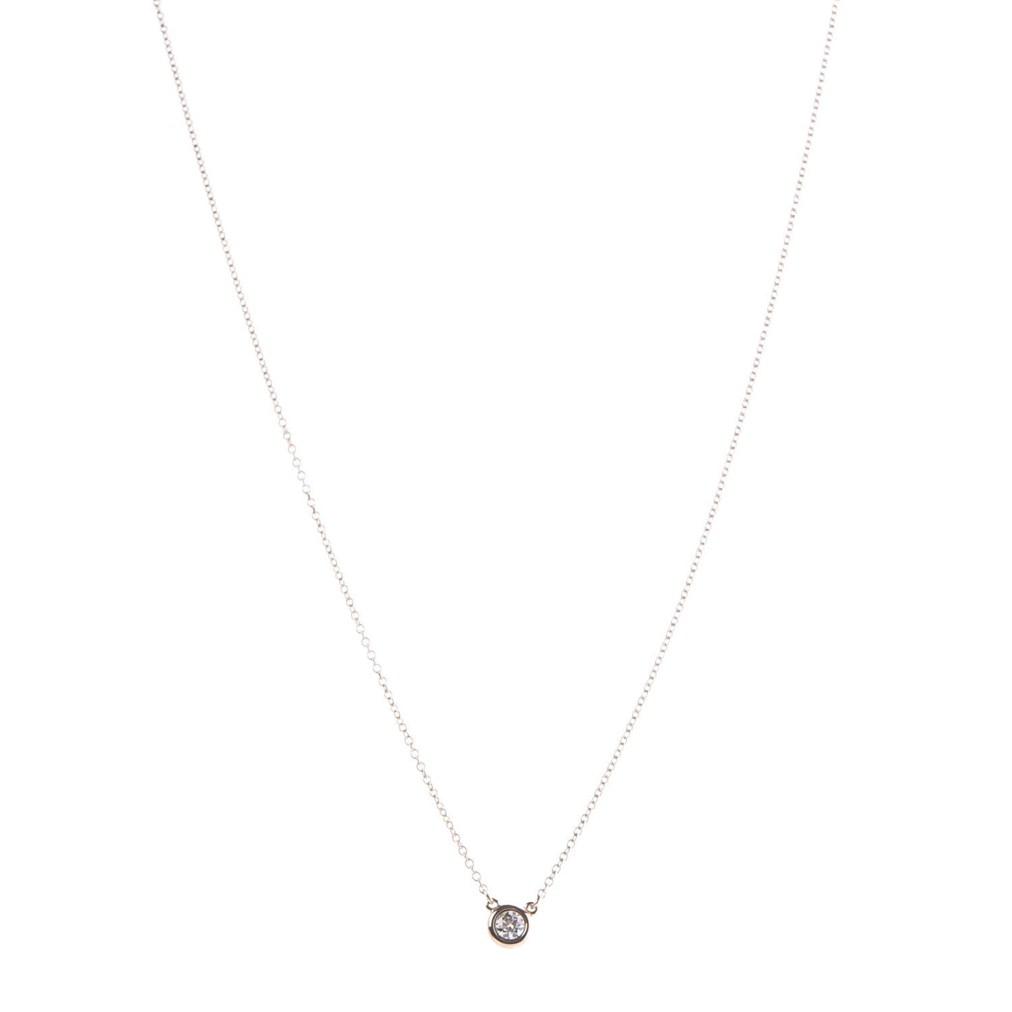 18K Rose Gold Diamond .14ct Elsa Peretti Diamonds by the Yard Pendant Necklace