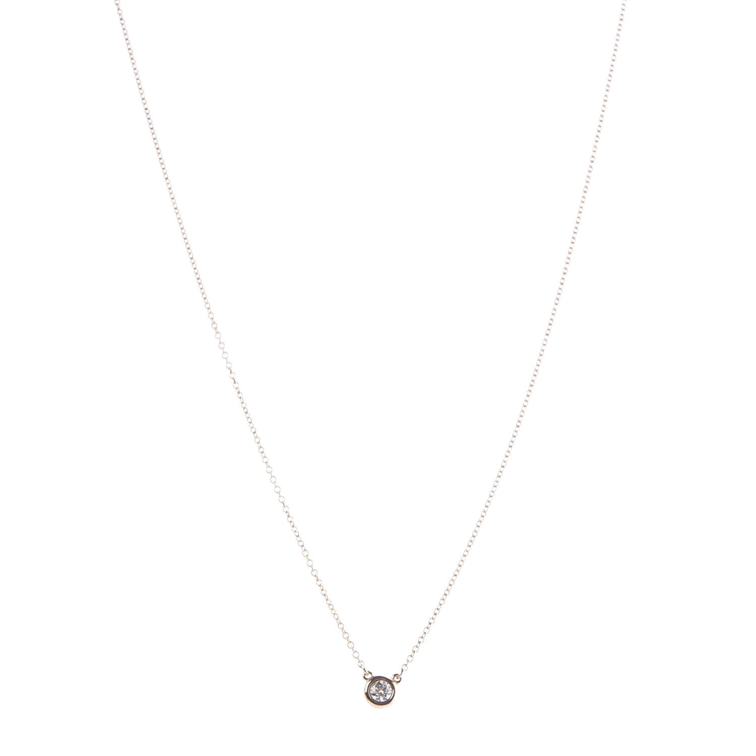Tiffany 18K Rose Gold Diamond .14ct Elsa Peretti Diamonds by the Yard Pendant Necklace 1 of 8