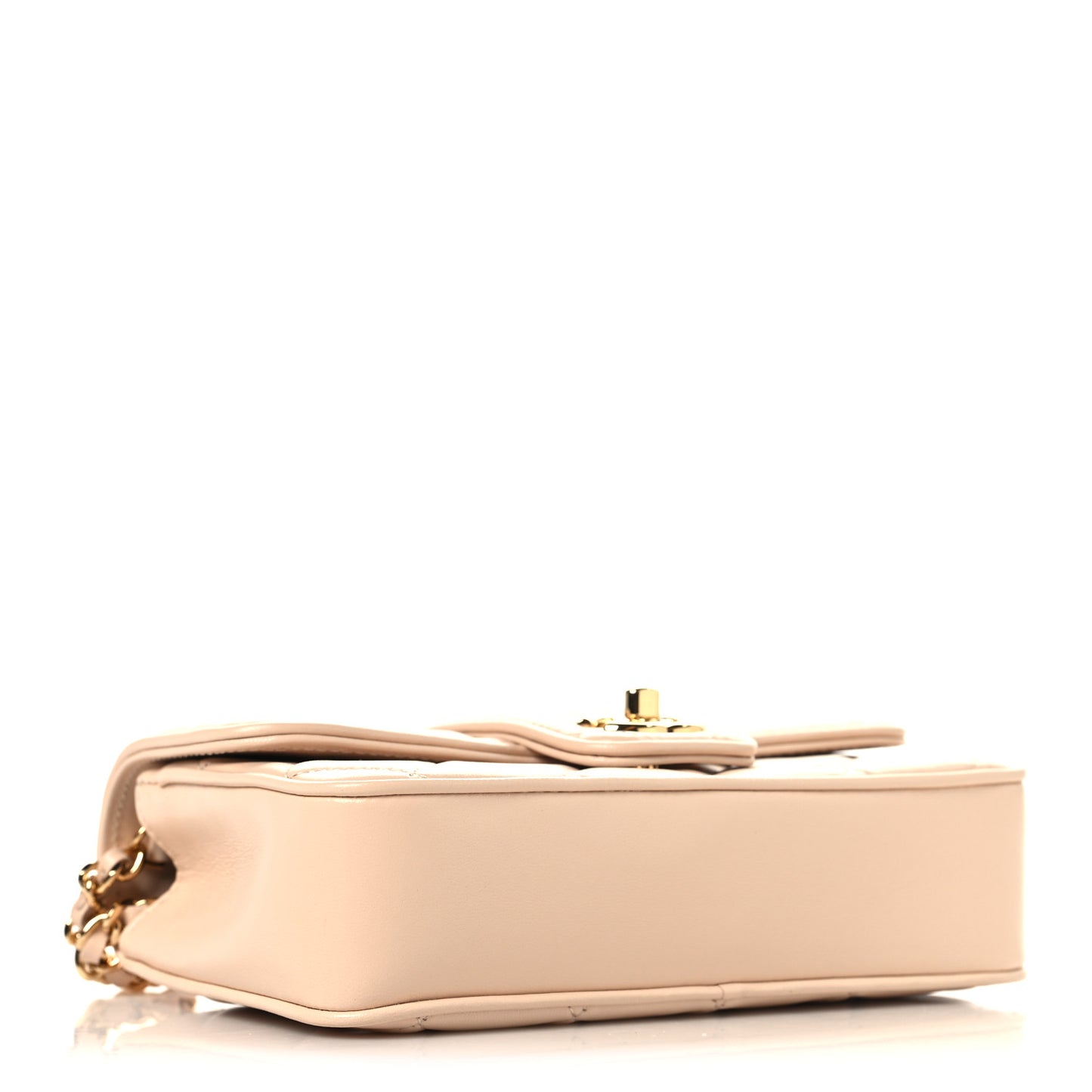 Lambskin Quilted Tab Mini Flap Beige